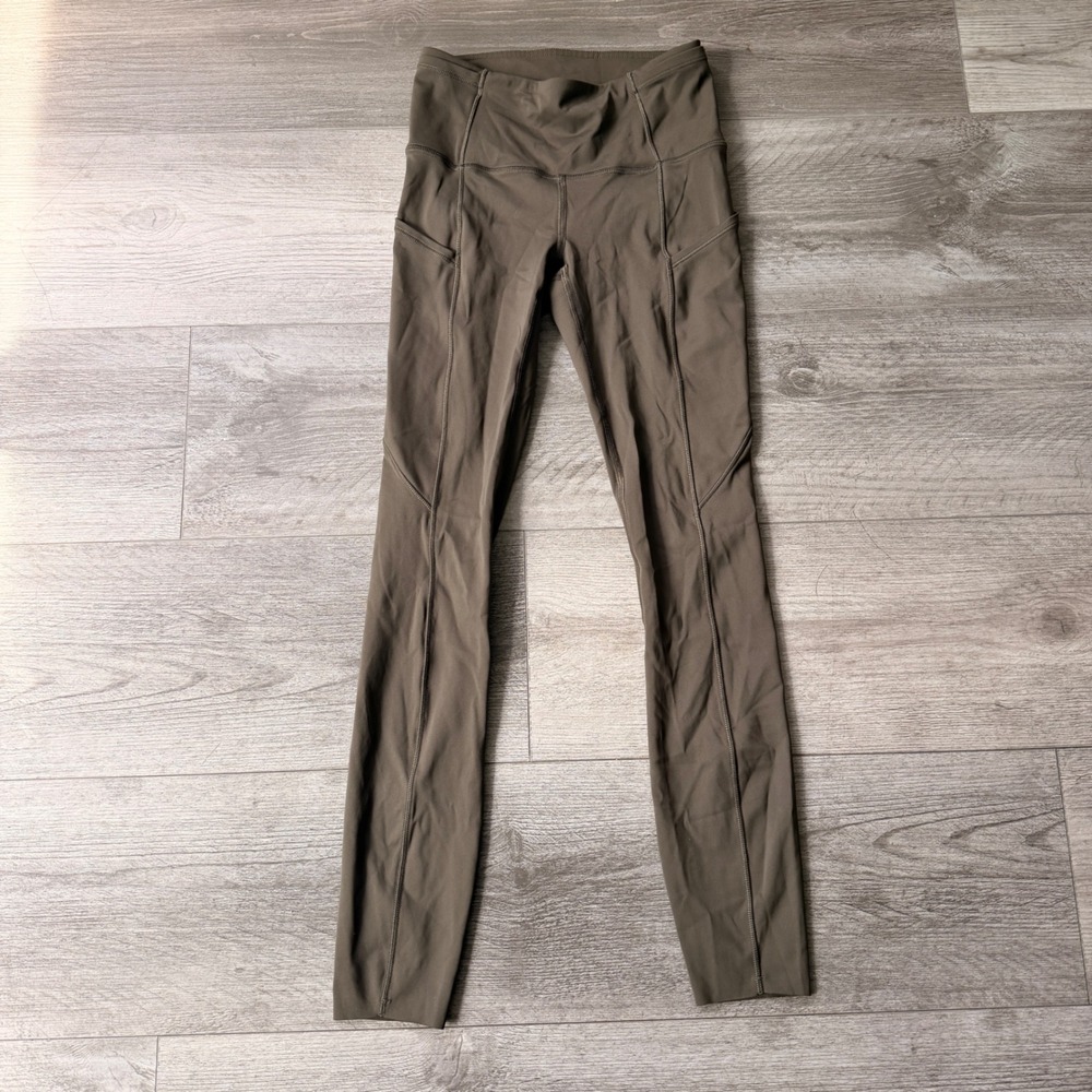 Lululemon High Rise Pocket Leggings Womens Size 2 Olive Green Yoga Tight